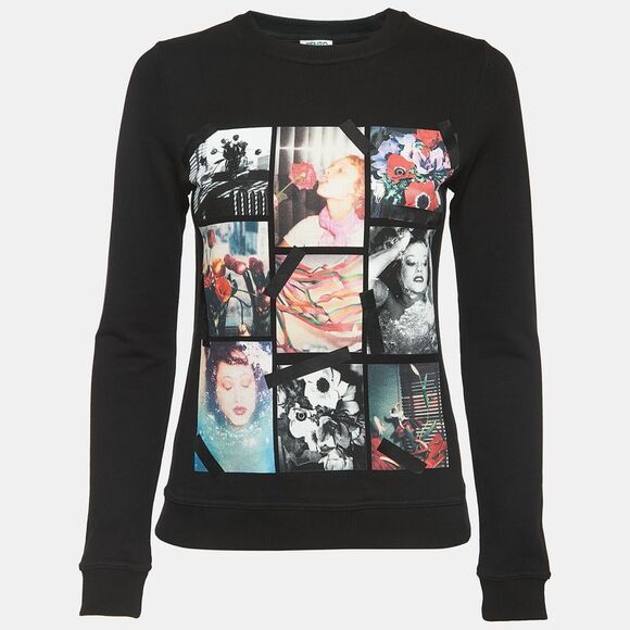 Kenzo Black Graphic Print Cotton Crew Neck Sweatshirt Xs